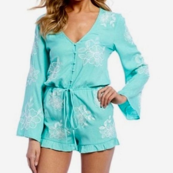 Chelsea & Violet Pants - Chelsea & Violet Long Sleeve Embroidered Romper Sz XS